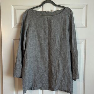Soft Surroundings Linen Grey Blouse, Size M